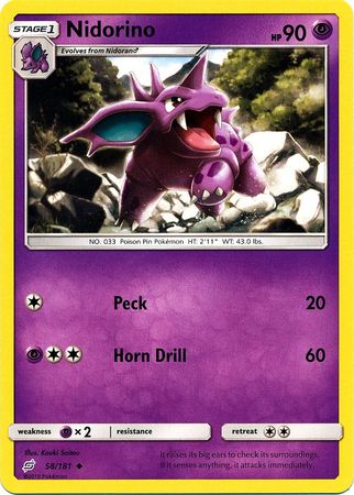 Pokemon Card Team Up 058/181 58/181 Nidorino Uncommon