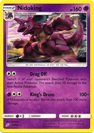 Pokemon Card Team Up 059/181 59/181 Nidoking Rare