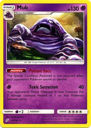 Pokemon Card Team Up 063/181 63/181 Muk Rare