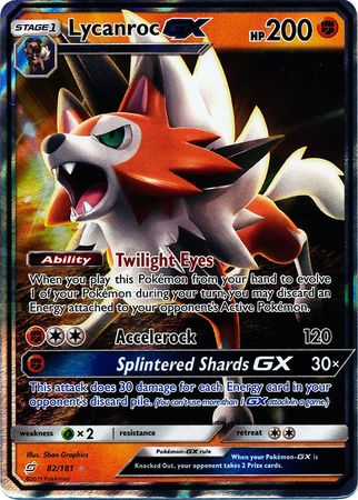 (S) Pokemon Card Team Up 082/181 82/181 Lycanroc GX Ultra Rare