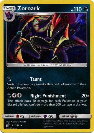 Pokemon Card Team Up 091/181 91/181 Zoroark Holo Rare