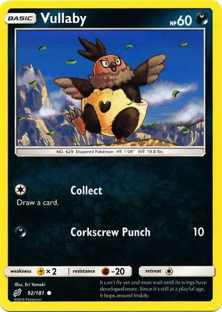 Pokemon Card Team Up 092/181 92/181 Vullaby Common