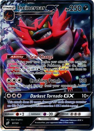 (S) Pokemon Card Team Up 097/181 97/181 Incineroar GX Ultra Rare