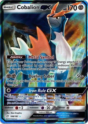 Pokemon Card Team Up 106/181 Cobalion GX Ultra Rare