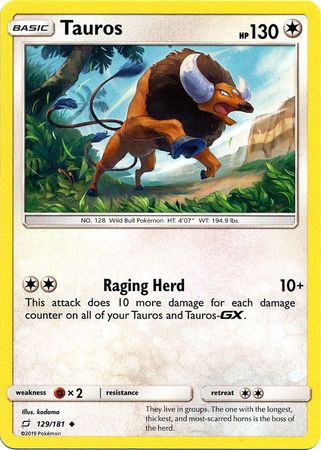 Pokemon Card Team Up 129/181 Tauros Uncommon