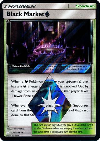 Pokemon Card Team Up 134/181 Black Market Prism Star Stadium Holo Rare