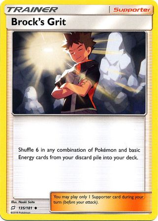 Pokemon Card Team Up 135/181 Brock's Grit Supporter Uncommon