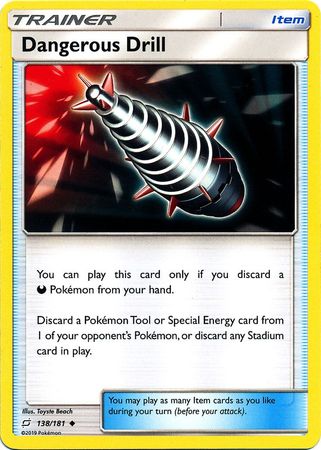 Pokemon Card Team Up 138/181 Dangerous Drill Item Uncommon