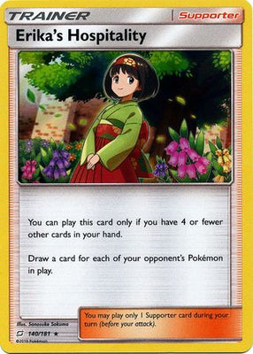 Pokemon Card Team Up 140/181 Erika's Hospitality Supporter Holo Rare