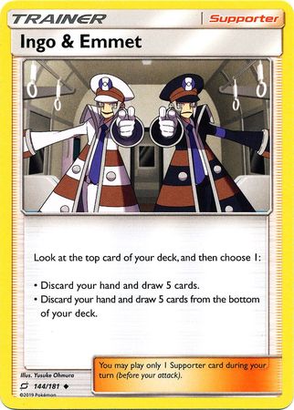 Pokemon Card Team Up 144/181 Ingo & Emmet Supporter Uncommon