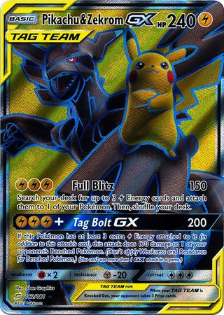 (S) Pokemon Card Team Up 162/181 Pikachu & Zekrom Tag Team GX Full Art