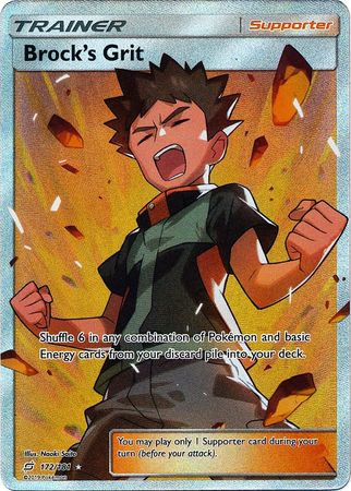 (S) Pokemon Card Team Up 172/181 Brock's Grit Supporter Full Art