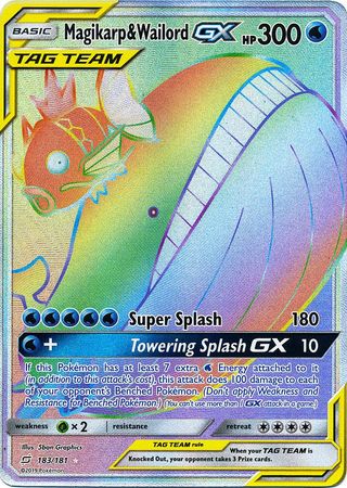 Pokemon Card Team Up 183/181 Magikarp & Wailord Tag Team GX Hyper Rare