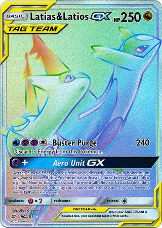 (S) Pokemon Card Team Up 190/181 Latias & Latios Tag Team GX Hyper Rare