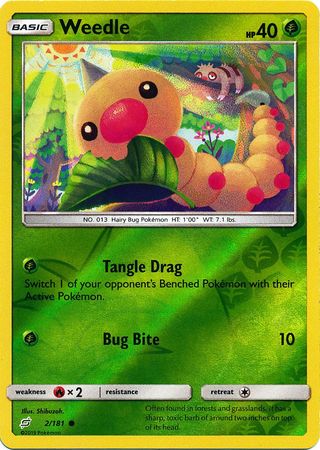 Pokemon Card Team Up 002/181 2/181 Weedle Reverse Holo Common