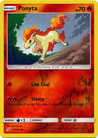 Pokemon Card Team Up 017/181 17/181 Ponyta Reverse Holo Common