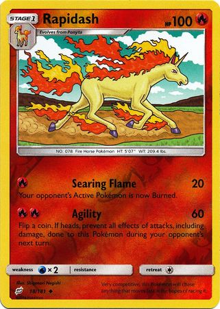 Pokemon Card Team Up 018/181 18/181 Rapidash Reverse Holo Uncommon