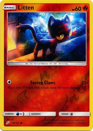 Pokemon Card Team Up 020/181 20/181 Litten Reverse Holo Common