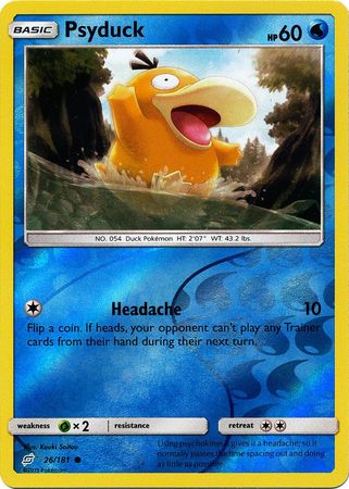 Pokemon Card Team Up 026/181 26/181 Psyduck Reverse Holo Common