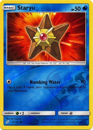 Pokemon Card Team Up 028/181 28/181 Staryu Reverse Holo Common