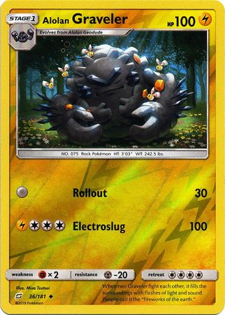 Pokemon Card Team Up 036/181 36/181 Alolan Graveler Reverse Holo Uncommon