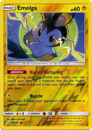 Pokemon Card Team Up 046/181 46/181 Emolga Reverse Holo Common