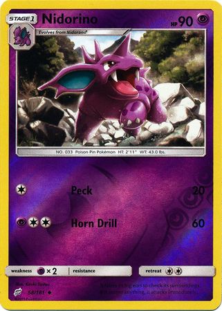 Pokemon Card Team Up 058/181 58/181 Nidorino Reverse Holo Uncommon