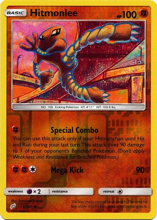 Pokemon Card Team Up 073/181 73/181 Hitmonlee Reverse Holo Uncommon