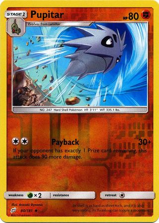 Pokemon Card Team Up 080/181 80/181 Pupitar Reverse Holo Uncommon