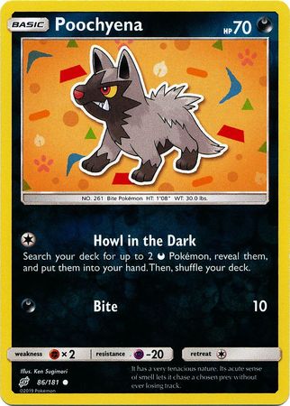 <transcy>Pokemon Card Team Up 086/181 86/181 Poochyena Reverse Holo Common</transcy>