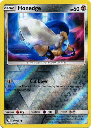 <transcy>Pokemon Card Team Up 107/181 Honedge Reverse Holo Common</transcy>