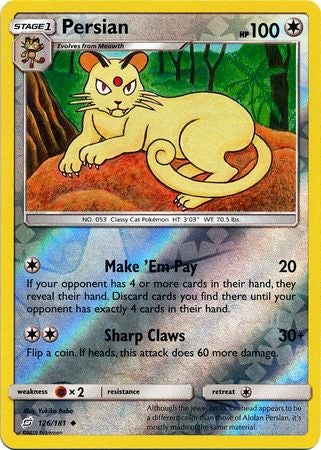 Pokemon Card Team Up 126/181 Persian Reverse Holo Uncommon