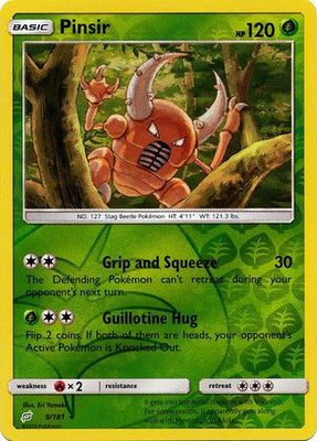 Pokemon Card Team Up 009/181 9/181 Pinsir Reverse Holo Rare