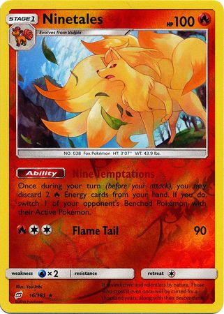 Pokemon Card Team Up 016/181 16/181 Ninetales Reverse Holo Rare