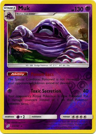 Pokemon Card Team Up 063/181 63/181 Muk Reverse Holo Rare