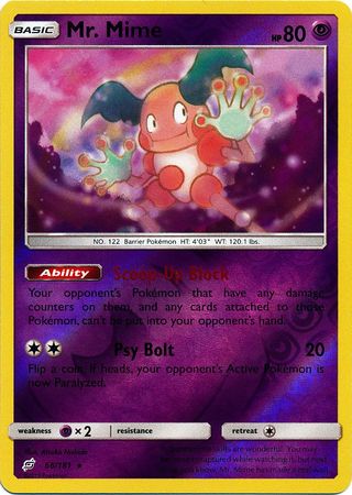 Pokemon Card Team Up 066/181 66/181 Mr. Mime Reverse Holo Rare