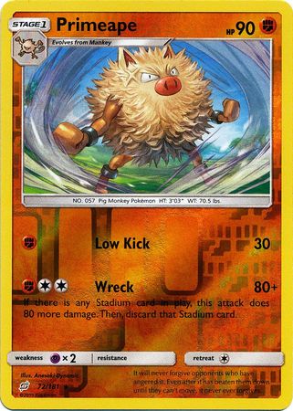 <transcy>Pokemon Card Team Up 072/181 72/181 Primeape Reverse Holo Selten</transcy>