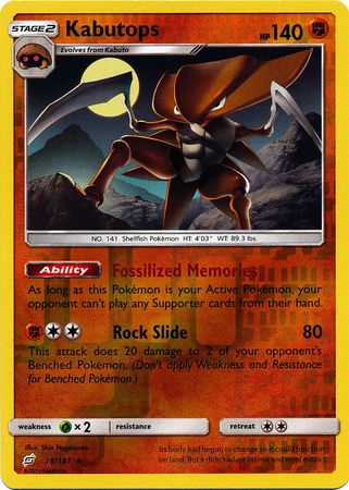 <transcy>Pokemon Card Team Up 078/181 78/181 Kabutops Reverse Holo Selten</transcy>