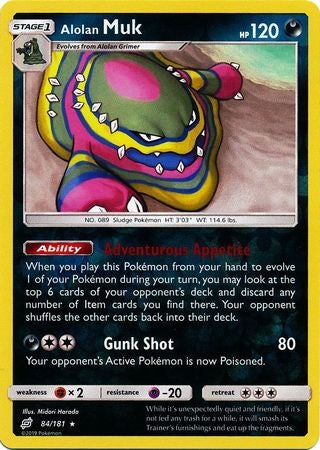 Pokemon Card Team Up 084/181 84/181 Alolan Muk Reverse Holo Rare