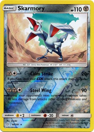 Pokemon Card Team Up 098/181 98/181 Skarmory Reverse Holo Rare