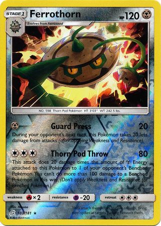 Pokemon Card Team Up 103/181 Ferrothorn Reverse Holo Rare