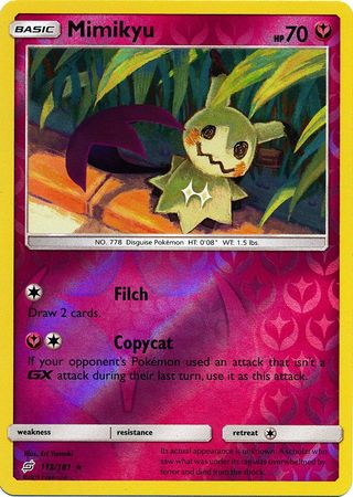 Pokemon Card Team Up 112/181 Mimikyu Reverse Holo Rare