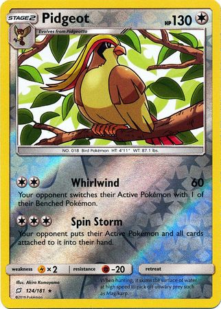 Pokemon Card Team Up 124/181 Pidgeot Reverse Holo Rare