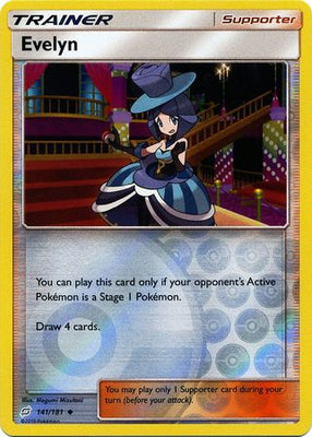 Pokemon Card Team Up 141/181 Evelyn Supporter Reverse Holo Uncommon