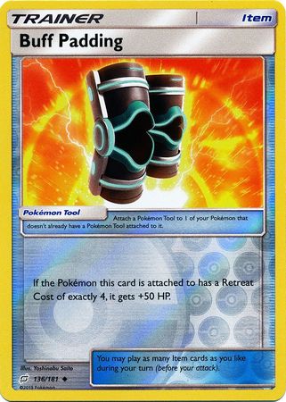 Pokemon Card Team Up 136/181 Buff Padding Item Reverse Holo Uncommon