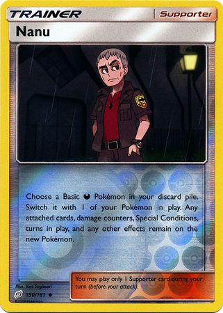 Pokemon Card Team Up 150/181 Nanu Supporter Reverse Holo Uncommon