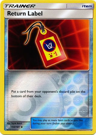 Pokemon Card Team Up 153/181 Return Label Item Reverse Holo Uncommon