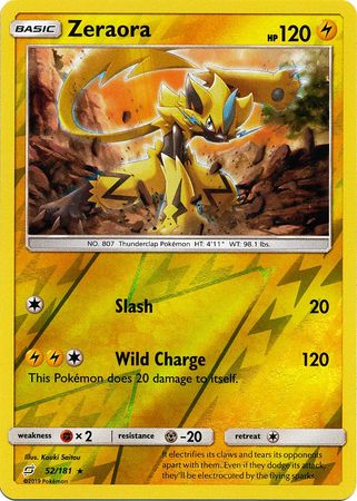 Pokemon Card Team Up 052/181 52/181 Zeraora Reverse Holo Rare