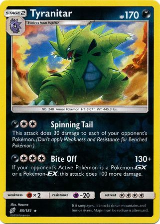 <transcy>Pokemon Card Team Up 085/181 85/181 Tyranitar Reverse Holo Selten</transcy>