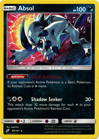 Pokemon Card Team Up 088/181 88/181 Absol Reverse Holo Rare